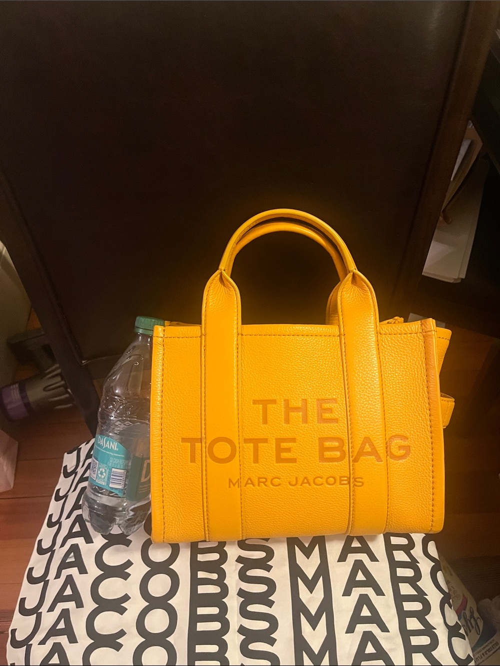 Marc Jacobs Yellow Leather Small Tote with Top Handles